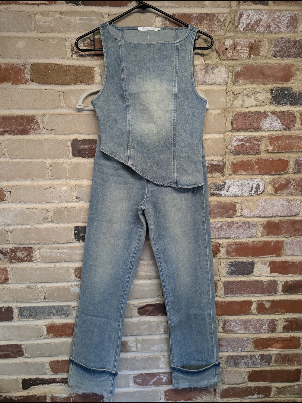 Light Wash Denim Pant Set